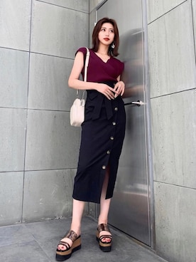 「アイテム（バッグ、ホワイト系）」を使った、MURUAさん（レディース・160cm）の夏コーディネート