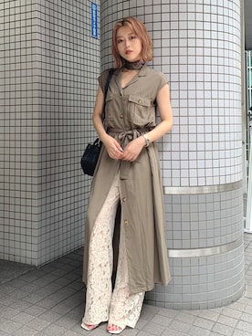 「MURUA（ムルーア）のアイテム（ショルダーバッグ）」を使った、MURUAさん（レディース・160cm）の夏コーディネート