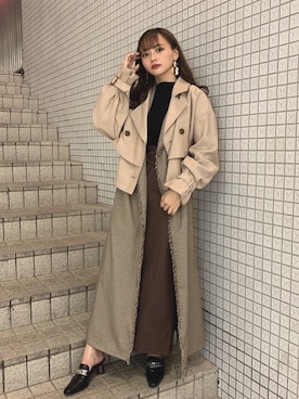 「MURUA（ムルーア）のアイテム（トレンチコート）」を使った、MURUAさん（レディース・160cm）の夏コーディネート