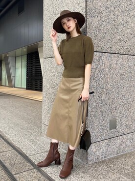 「MURUA（ムルーア）のアイテム（ハット）」を使った、MURUAさん（レディース・160cm）の夏コーディネート