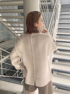 「MURUA（ムルーア）のバックスリットニットチュニック（ニット/セーター）」を使った、MURUAさん（レディース・160cm）の秋コーディネート