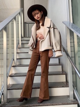 「MURUA（ムルーア）のアイテム（帽子）」を使った、MURUAさん（レディース・160cm）の秋コーディネート