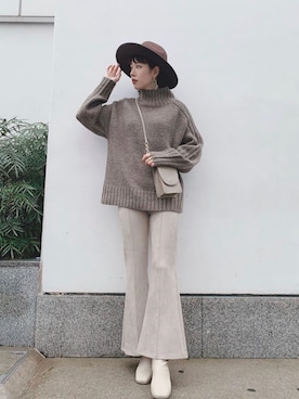 「MURUA（ムルーア）のアイテム（帽子）」を使った、MURUAさん（レディース・160cm）の秋コーディネート