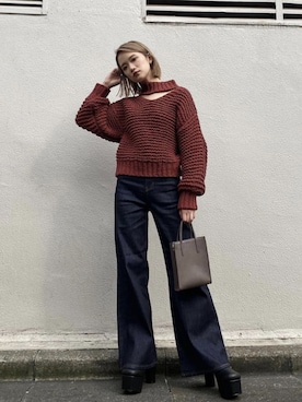 「MURUA（ムルーア）のアイテム（ショルダーバッグ）」を使った、MURUAさん（レディース・160cm）の秋コーディネート