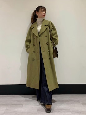 「ピスタチオ」｜「アイテム（ダウンジャケット/コート）」を使った、MURUAさん（レディース・160cm）の秋コーディネート