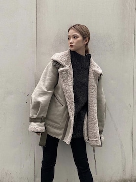 「MURUA（ムルーア）のバックスリットニットチュニック（ニット/セーター）」を使った、MURUAさん（レディース・160cm）の秋コーディネート