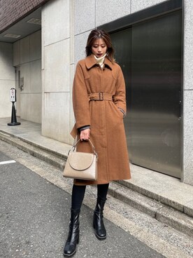 「レトロ」｜「アイテム（ダウンジャケット/コート）」を使った、MURUAさん（レディース・160cm）の冬コーディネート