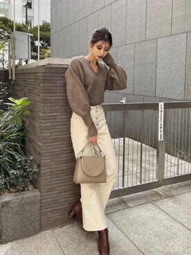 「MURUA（ムルーア）のアイテム（バッグ）」を使った、MURUAさん（レディース・160cm）の冬コーディネート