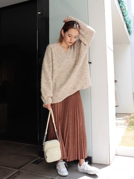 「アイテム（バッグ、ホワイト系）」を使った、MURUAさん（レディース・160cm）の冬コーディネート