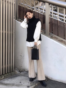 「MURUA（ムルーア）のアイテム（ショルダーバッグ）」を使った、MURUAさん（レディース・160cm）の冬コーディネート