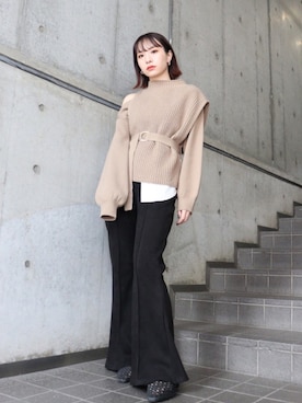 「MURUA（ムルーア）のアイテム（その他パンツ）」を使った、MURUAさん（レディース・160cm）の冬コーディネート