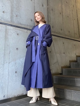 「MURUA（ムルーア）のアイテム（トレンチコート）」を使った、MURUAさん（レディース・160cm）の冬コーディネート