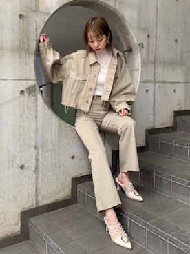 「MURUA（ムルーア）のアイテム（デニムジャケット）」を使った、MURUAさん（レディース・160cm）の冬コーディネート