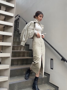 「SET UP」｜「アイテム（デニムジャケット）」を使った、MURUAさん（レディース・160cm）の冬コーディネート