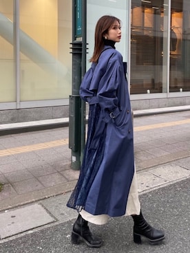 「MURUA（ムルーア）のアイテム（トレンチコート）」を使った、MURUAさん（レディース・160cm）の冬コーディネート