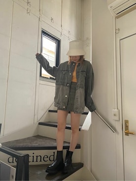 「MURUA（ムルーア）のアイテム（ハット）」を使った、MURUAさん（レディース・158cm）の冬コーディネート