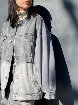 「ワントーンコーデ」｜「アイテム（デニムジャケット）」を使った、MURUAさん（レディース・155cm）の冬コーディネート