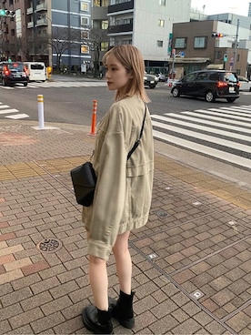 「MURUA（ムルーア）のアイテム（デニムジャケット）」を使った、MURUAさん（レディース・158cm）の冬コーディネート