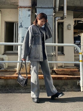 「ワントーンコーデ」｜「アイテム（デニムジャケット）」を使った、MURUAさん（レディース・159cm）の冬コーディネート