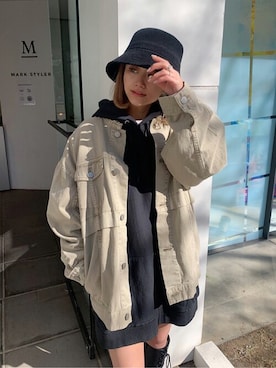 「MURUA（ムルーア）のアイテム（ハット）」を使った、MURUAさん（レディース・154cm）の冬コーディネート