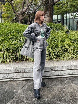 MURUA ムルーア　デニムジャケット　ノーカラー　ダメージ加工　フリーサイズ MURUA(MURUA STAFF)｜MURUAのデニムジャケットを使った