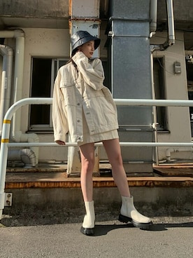 「MURUA（ムルーア）のアイテム（デニムジャケット）」を使った、MURUAさん（レディース・156cm）の冬コーディネート