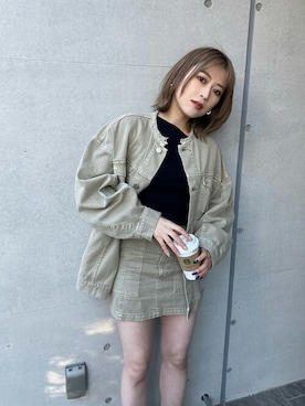 「ワントーンコーデ」｜「アイテム（デニムジャケット）」を使った、MURUAさん（レディース・158cm）の冬コーディネート