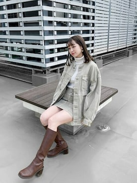 「MURUA（ムルーア）のアイテム（デニムジャケット）」を使った、MURUAさん（レディース・160cm）の冬コーディネート