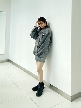 「ワントーンコーデ」｜「アイテム（デニムジャケット）」を使った、MURUAさん（レディース・157cm）の冬コーディネート