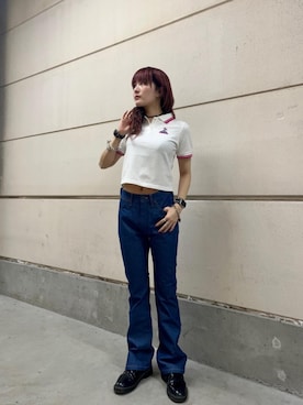 「ロック」｜「アイテム（デジタル腕時計）」を使った、moanghaeeeさん（レディース・168cm）の春コーディネート