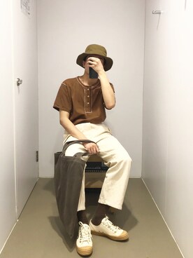「CDG（シーディージー）のアイテム（シューズ）」を使った、-W-さん（メンズ・171cm）の春コーディネート