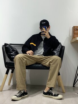 「搭配」｜「アイテム（トップス）」を使った、@.azhongさん（メンズ・180cm）の秋コーディネート