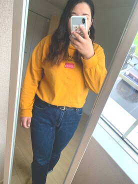 「zozoデニム」｜「アイテム（パンツ）」を使った、aaahanamaruさん（レディース・155cm）の春コーディネート