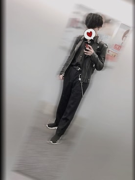 「L.H.P（エルエイチピー）のアイテム（ライダースジャケット）」を使った、shℹ︎nさん（メンズ・174cm）の春コーディネート