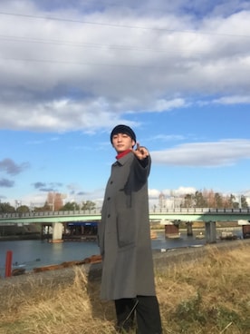 「VOAAOV（ヴォアーブ）のアイテム（ステンカラーコート）」を使った、KODAIさん（メンズ・172cm）の冬コーディネート