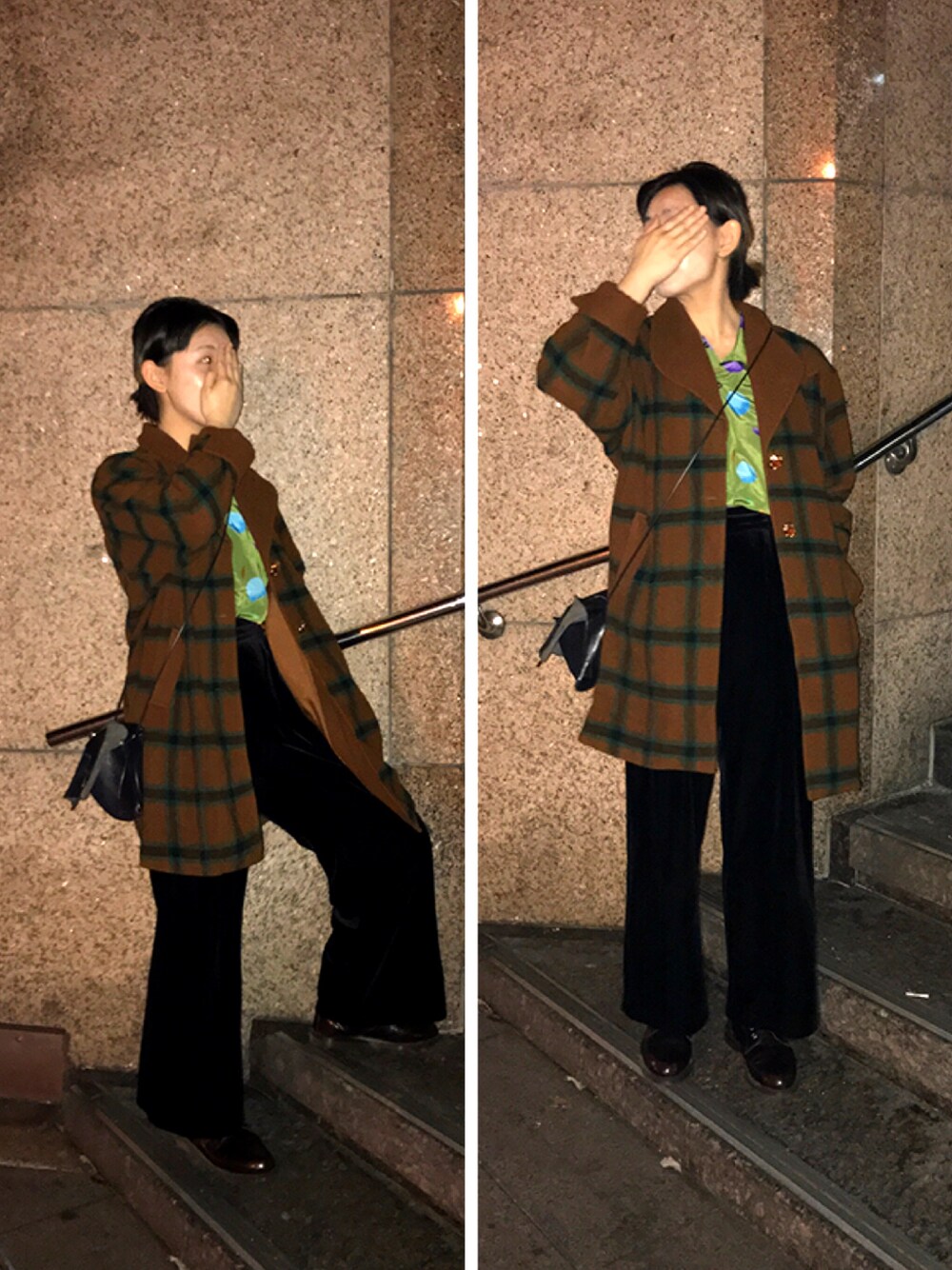 「黒、春コーデ、Dr.Martens、GU、古著、古著襯衫」｜「GUのアイテム（チノパンツ、ブラック系）」を使った、芮翠樹さん（レディース・164cm）の春コーディネートの1枚目の写真
