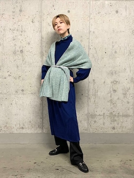 「ニットマフラー」｜古川さん（レディース・161cm）の冬コーディネート