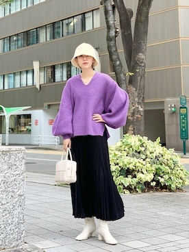 「SHIPS（シップス）のラウンドヒールブーツ◇（ブーツ）」を使った、古川さん（レディース・161cm）の秋コーディネート