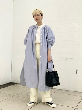 「アイテム（アクセサリー、ブルー系）」を使った、古川さん（レディース・161cm）の冬コーディネート