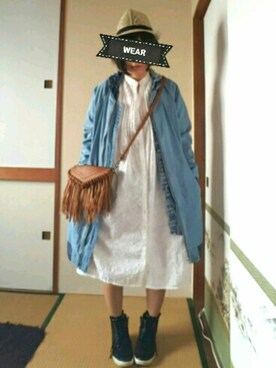 Malaika マライカ のシャツワンピース ホワイト系 を使った人気ファッションコーディネート Wear