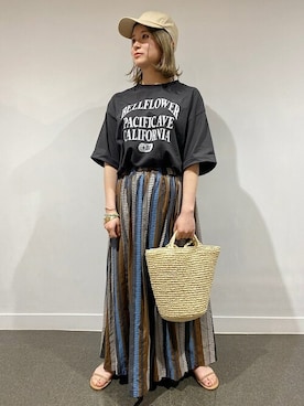 「ペーパーバッグ」｜「アイテム（キャップ）」を使った、小津さん（レディース・157cm）の春コーディネート