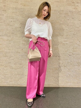 「パールネックレス」｜小津さん（レディース・157cm）の春コーディネート