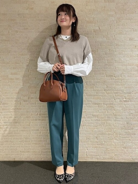 「SHIPS（シップス）のアイテム（ネックレス）」を使った、小津さん（レディース・157cm）の秋コーディネート