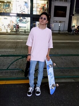 「MONKEY TIME（モンキータイム）のアイテム（タンクトップ）」を使った、Minoruさん（メンズ・170cm）の夏コーディネート