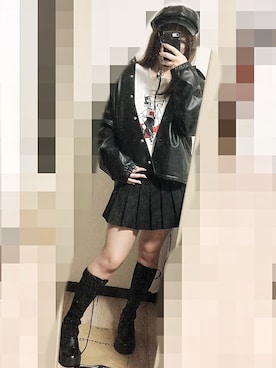 「STUSSY（ステューシー）のアイテム（ブルゾン）」を使った、なっちゅんさん（レディース・153cm）の秋コーディネート