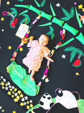 「petit main（プティマイン）のアイテム（浴衣）」を使った、aoaoさん（キッズ・80cm）の夏コーディネート