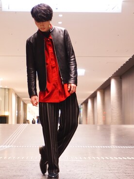 「EMMA  CLOTHES」｜「アイテム（ライダースジャケット）」を使った、ゆさん（メンズ・176cm）の春コーディネート