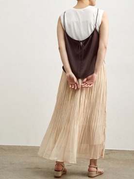 「SALON adam et rope'（サロン アダム エ ロペ）の【サスティナブルウエア】スリーブレス Tee(2枚パック)[BRING Material ]（タンクトップ、その他）」を使った、sakiさん（レディース・158cm）の夏コーディネート