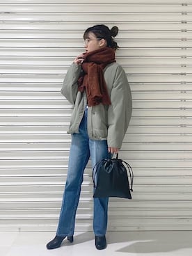 「LOWRYS FARM（ローリーズファーム）のストレッチヒールブーツ　851418（ブーツ）」を使った、ぽ　んさん（レディース・161cm）の冬コーディネート