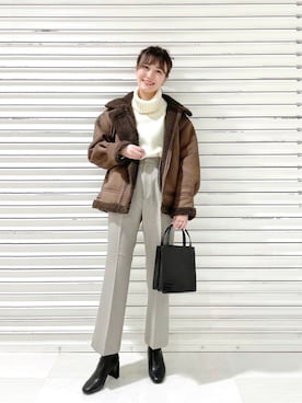 「LOWRYS FARM（ローリーズファーム）のストレッチヒールブーツ　851418（ブーツ）」を使った、ぽ　んさん（レディース・161cm）の冬コーディネート